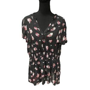 Torrid Floral Polka Dot Empire Waist Blouse 2X